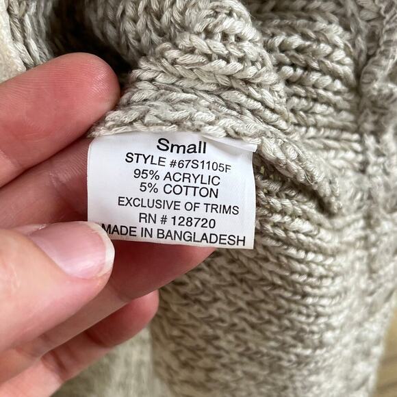 Quinn Oatmeal Colored Open Knit Sweater With Zipper Accents Size S - Picture 8 of 9